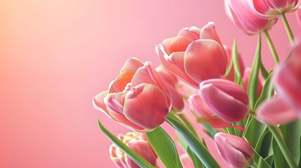 Attractive Spring Summer pink background with spring flowers, Free space, Copy space, Top view