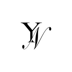 Initial Mixed Letter Logo. Logotype design. Simple Luxury Black Flat Vector YN - obrazy, fototapety, plakaty