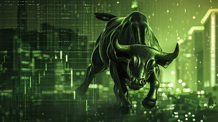 Obraz na płótnie Canvas Concept of Green Buffalo Bullish