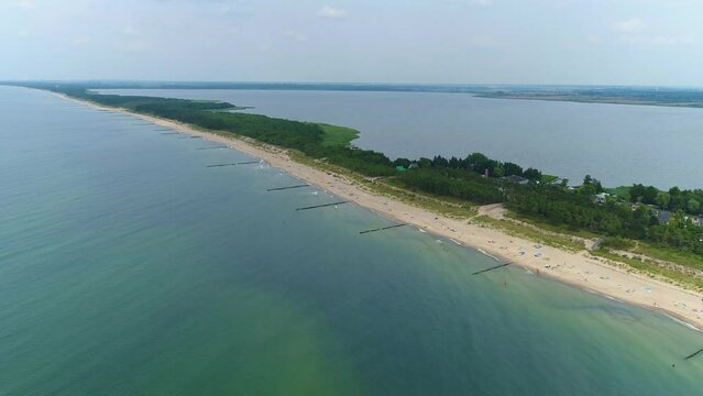 Panorama Baltic Sea Lake Bukowo Dabkowice Krajobraz Aerial View Poland