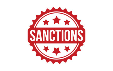 Obraz premium Sanctions Stamp. Red Sanctions Rubber grunge Stamp