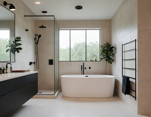 Fototapeta na wymiar modern bathroom interior with shower
