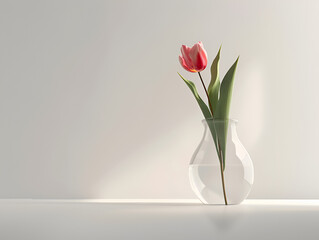 Vibrant Tulip Blossom Adorning a Elegant Vase, Floral Home Decor