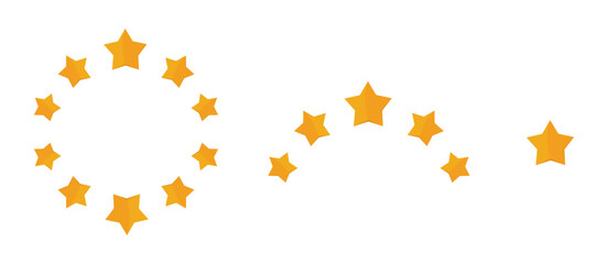 Obraz premium Customer Review five flat Stars. Best Customer rating feedback Cute Cartoon concept from client about employee of website. Flat Cartoon Stars in Circle (Full Vector) 