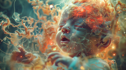 Depict the newborns sensitivity to touch, temperature, and other sensory stimuli - obrazy, fototapety, plakaty