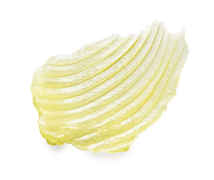 Vaseline texture. Petroleum jelly ointment swatch. Yellow gel smear isolated on transparent background with shadow