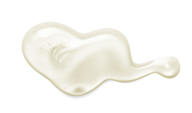 Gel serum texture. Liquid cream swatch . Clear cosmetic product isolated on transparent background with shadow