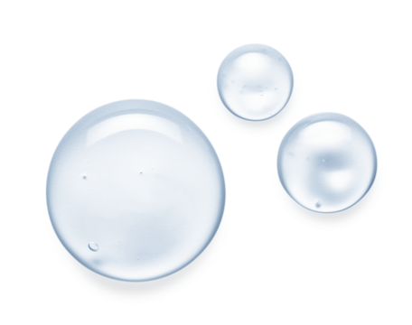 Water serum drop texture. Liquid gel with bubbles circle set . Clear toner, cosmetic product swatch isolated on transparent background with shadow