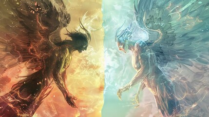 Celestial Clash: The Epic Battle Between Angels and Demons. Good versus Evil. 