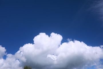 The sky is blue with clouds, beautiful by nature.
