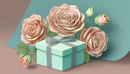 3D Roses and a small box from a pastel paper