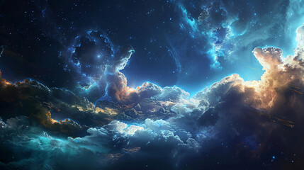 Fototapeta na wymiar blue space galaxy cosmic-themed wallpapers and stunning sci-fi visuals