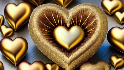 background of gold, Golden Love Heart wallpaper heart boked 