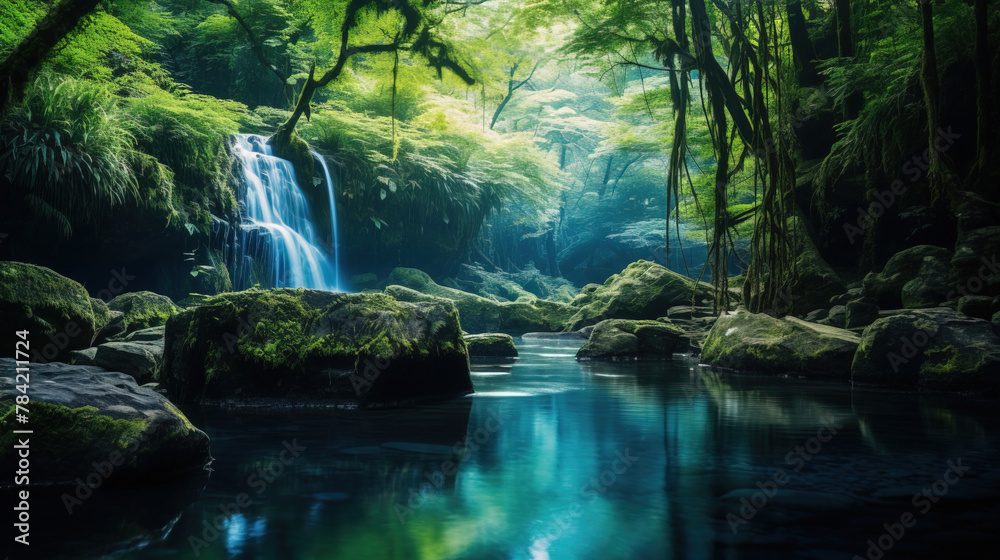 Canvas Prints waterfall in the forest.