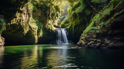 Fototapeta na wymiar waterfall in the forest.