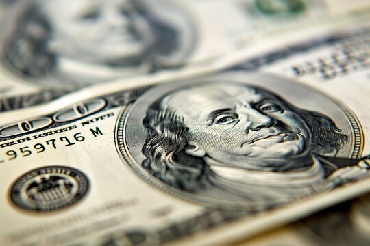 Close-Up of Hundred Dollar Bills, Financial Wealth Concept