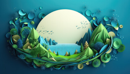 Ball shaped earth and blue water , safe nature earth day concept