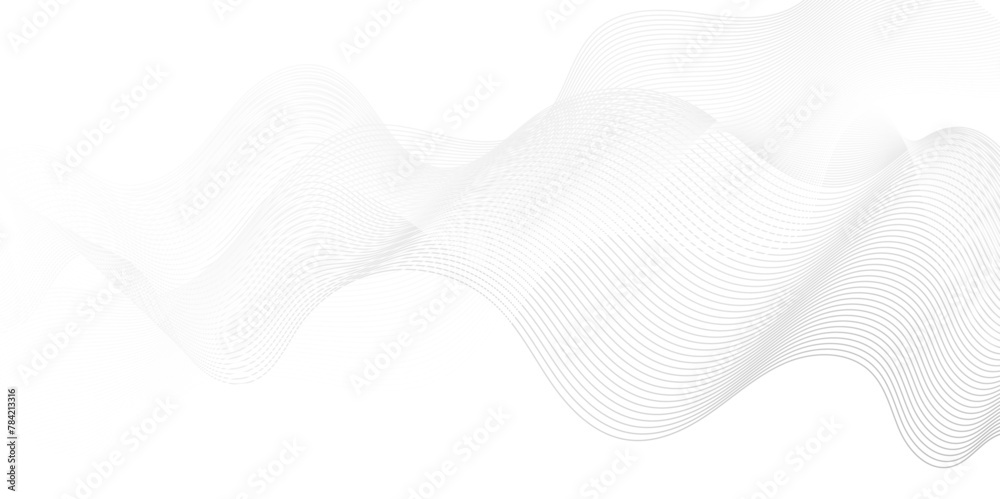 Wall mural abstract white digital blend wave lines and technology background. modern white flowing wave lines a