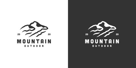 Creative Mountain Outdoor Logo. Mount, Hill, Peaks, Hiking Adventure Logo Icon Symbol Vector Design Inspiration. - obrazy, fototapety, plakaty