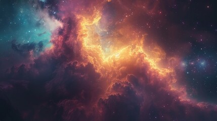 Fototapeta premium Aurora borealis illuminating the Milky Way, a spectacular fusion of cosmic wonders, serene interstellar scene, soft focus, AI Generative