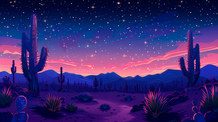 Mexican desert cactus landscape. Ideal for Cinco de Mayo. Landscapes and travel concept