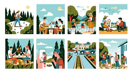 Obraz premium Vector Illustration Outdoor Leisure Set
