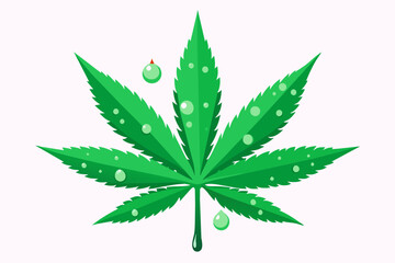 green cannabis leaf with dew isolated vector illustration 