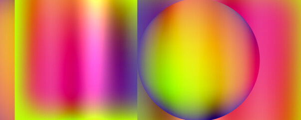 Vibrant colorfulness and symmetry in this art piece with magenta and electric blue. The circle stands out on the colorful background, creating a dynamic pattern of tints and shades