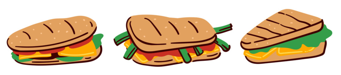 Tasty Deli Sandwiches Vector Set