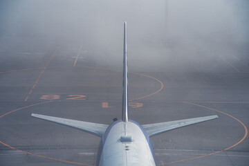 Tokyo,Japan - April 8, 2024: An airport in the fog in the morning
