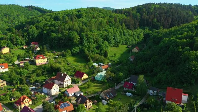 Landscape Houses Mountains Zloty Stok Aerial View Poland