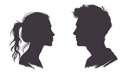 Man and woman silhouettes at abstract background, generative Ai