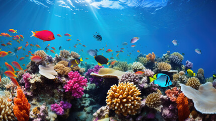 Naklejka na ściany i meble underwater scene of coral.
