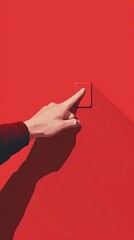 Minimalist cover image for a tech industry blog post depicting a person pressing a button in an artful style