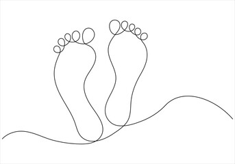 
Continuous one line drawing of human bare footprint vector illustration 
