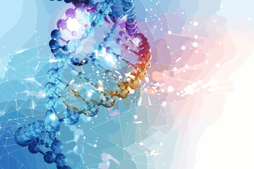Personalized medicine concept with DNA helix, genetic testing, and targeted therapies illustration - obrazy, fototapety, plakaty