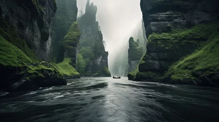 Zelfklevend Fotobehang river in the mountains. © Shades3d