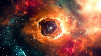An intergalactic portal opening in the heart of a nebula, offering a gateway to uncharted worlds.