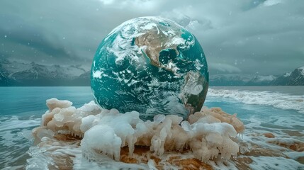 Earth as a frozen bubble, fragile and about to burst - obrazy, fototapety, plakaty