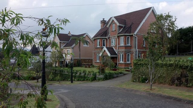 A traditional British house architecture. Colonial English style suburb cottage in Sri Lanka.