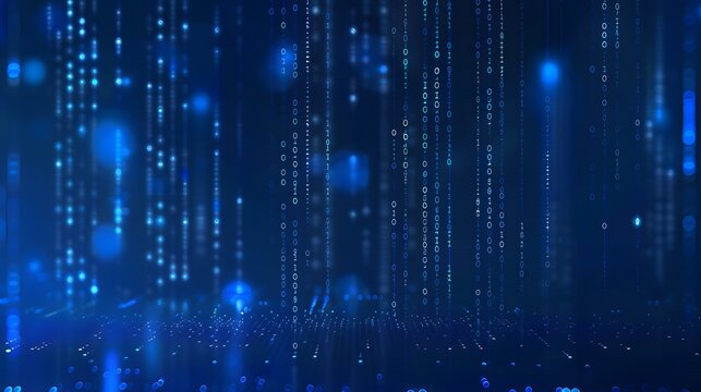 Vector background in blue with data technology and binary code. For Design, Background, Cover, Poster, Banner, PPT, KV design, Wallpaper