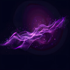 Obraz premium Digital purple particles wave and light abstract background with shining dots stars