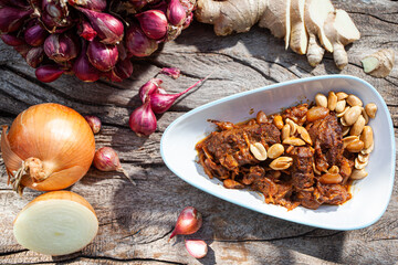 Curry meat with spices