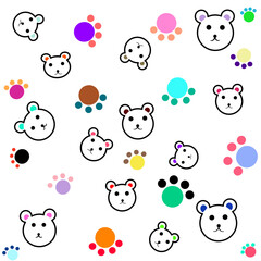 Cute and bright black little bear line pattern.