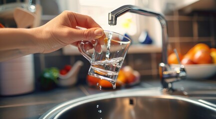 Filling glass of water from the tap