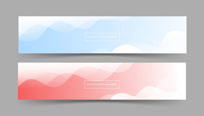 set collection banner advertising template,gradient blue and red, combination white, wave effect, memphis abstract. Vector illustration,eps 10