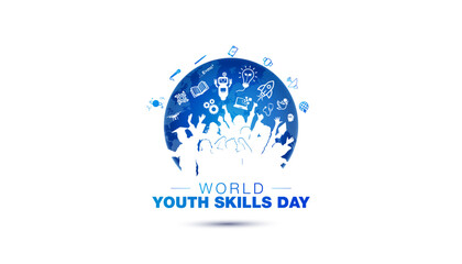 World youth skills day background. Science, Technology and creative skills development of Youth. Vector illustration