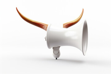 Bull horn on a white background. 3d rendering, 3d illustration.