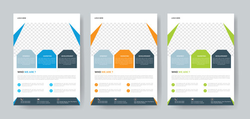 Corporate Business Flyer template layout 3 color design concept in the template.