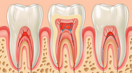 Diagram of a Healthy Tooth With a Missing Tooth - obrazy, fototapety, plakaty